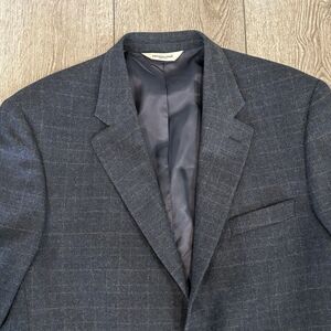 Pronto Uomo Sport Coat 44R Blue Plaid Zegna Italian Wool Cashmere Jacket Blazer